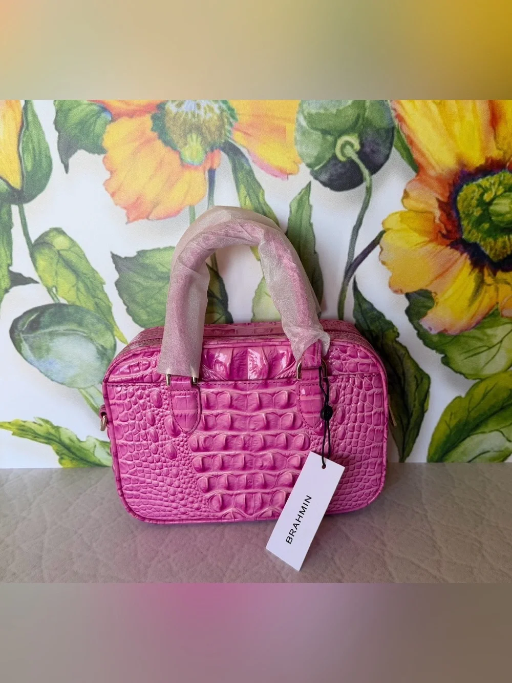 Brahmin Mara Candy Pink Satchel Pretty Eye Placement NWT